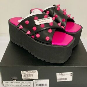 Dolls Kill NEW Widow Hot Pink Spike Platform Slides Chunky Sandals Whimsigoth 7